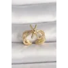 Pirinç Gold Renk Ayarlanabilir Ziron Taşlı Kadın Yüzük