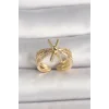 Pirinç Gold Renk Ayarlanabilir Ziron Taşlı Kadın Yüzük