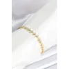 Pirinç Gold Renk Balık Sırtı Model Zirkon Taşlı Kadın Bileklik