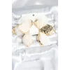 Pirinç Gold Renk Beyaz Tüllü Lotus Kadın Küpe