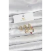 Pirinç Gold Renk Çiçek Model 3lü Kadın Küpe