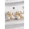Pirinç Gold Renk İnci Tomurcuk Model Kadın Küpe