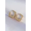 Pirinç Gold Renk Kare Küpe