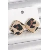 Pirinç Gold Renk Kare Leopar Model Kadın Küpe