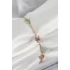 Pirinç Gold Renk Karışık Renk Kelebek Zirkon Taşlı Kadın Bileklik