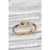 Pirinç Gold Renk Karışık Renk Zirkon Taşlı Kadın Bileklik