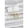 Pirinç Gold Renk Kelebek Model 3lü Kadın Küpe