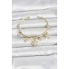 Pirinç Gold Renk Lotus Detay Charmlı Kadın Bileklik