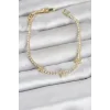 Pirinç Gold Renk Minimal Yıldız Model Zirkon Taşlı Su Yolu Kadın Bileklik