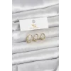 Pirinç Gold Renk Nazarlı Model 3lü Kadın Küpe