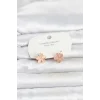 Pirinç Gold Renk Pembe Çiçek Model Çocuk Küpe