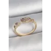 Pirinç Gold Renk Pembe Damla Zirkon Taşlı Ayarlanabilir Kadın Yüzük