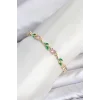 Pirinç Gold Renk Pembe Zirkon Taşlı Çiçek Model Kadın Bileklik