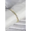 Pirinç Gold Renk Petek Model Zirkon Taşlı Kadın Bileklik