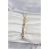 Pirinç Gold Renk Petek Model Zirkon Taşlı Kadın Bileklik