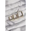 Pirinç Gold Renk Renkli Zirkon Taşlı Kare Model Küpe Seti