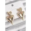 Pirinç Gold Renk Sallantı Kalp Model Kadın Küpe