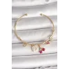 Pirinç Gold Renk Sallantı Kırmızı Zirkon Taşlı Kiraz Figür Charm Kadın Bileklik