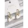 Pirinç Gold Renk Sallantı Zirkon Taşlı Çanta Model Kadın Küpe