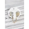 Pirinç Gold Renk Sarmal Model Zincir Bağlantılı Ear Cuff Küpe Seti
