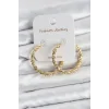 Pirinç Gold Renk Tırtıklı Halka Model Kadın Küpe