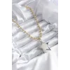 Pirinç Gold Renk Topçuk Zincir Gümüş 3D Yıldız Model Yıldız Detay VİP Kadın Kolye