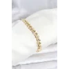 Pirinç Gold Renk VIP Seri Sarmal Damla Model Zirkon Taşlı Kadın Bileklik