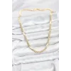 Pirinç Gold Renk Yassı Zincir Kadın Kolye