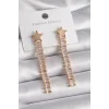 Pirinç Gold Renk Yıldız Model Su Yolu Zirkon Taşlı Kadın Küpe