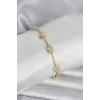 Pirinç Gold Renk Yıldız Model Zirkon Taşlı Kadın Bileklik