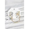 Pirinç Gold Renk Yıldızlı Model Zincir Bağlantılı Ear Cuff Küpe Seti