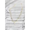 Pirinç Gold Renk Yonca Model Kadın Kolye
