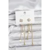 Pirinç Gold Renk Yonca Model Sallantılı Kadın Küpe