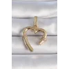 Pirinç Gold Renk Zirkon Taş Detaylı Kalp Figür Ajda Charm