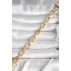 Pirinç Gold Renk Zirkon Taş Detaylı Kare Zincir Model Xuping VIP Exculusive Seri Kadın Bileklik