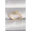 Pirinç Gold Renk Zirkon Taş Detaylı Yılan Model Ayarlanabilir Yüzük
