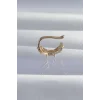 Pirinç Gold Renk Zirkon Taş Kaplama Earcuff Küpe