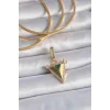 Pirinç Gold Renk Zirkon Taşlı 3D Üçgen Model Ajda Charm