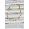 Pirinç Gold Renk Zirkon Taşlı Ay ve Yıldız Model Kadın Bileklik