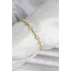 Pirinç Gold Renk Zirkon Taşlı Ay ve Yıldız Model Kadın Bileklik