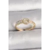 Pirinç Gold Renk Zirkon Taşlı Ayarlanabilir Kadın Yüzük