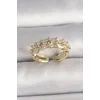 Pirinç Gold Renk Zirkon Taşlı Ayarlanabilir Yüzük