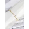 Pirinç Gold Renk Zirkon Taşlı Çiçek Model Kadın Bileklik