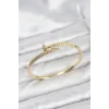 Pirinç Gold Renk Zirkon Taşlı Çivi Model Kadın Kelepçe Bileklik