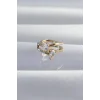 Pirinç Gold Renk Zirkon Taşlı Damla Earcuff Küpe