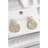 Pirinç Gold Renk Zirkon Taşlı Damla Model Kadın Küpe