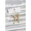Pirinç Gold Renk Zirkon Taşlı Gece Temalı 3lü Kadın Küpe