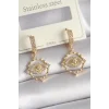 Pirinç Gold Renk Zirkon Taşlı Göz Model Kadın Küpe
