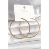 Pirinç Gold Renk Zirkon Taşlı Halka Model Kadın Küpe
