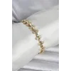 Pirinç Gold Renk Zirkon Taşlı Kadın Bileklik